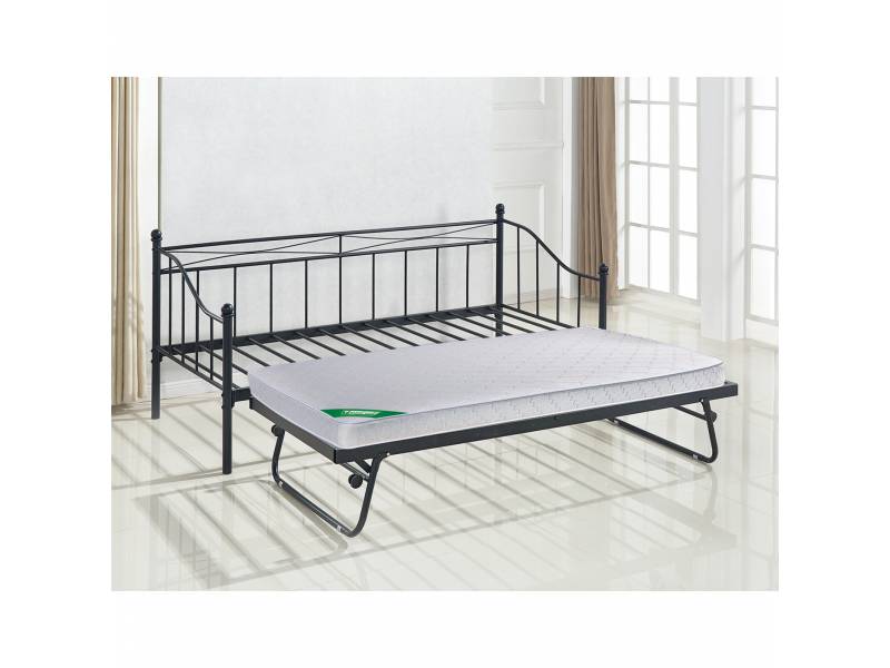 QUEEN Daybed Κρεβάτι Μέταλλο Βαφή Μαύρο