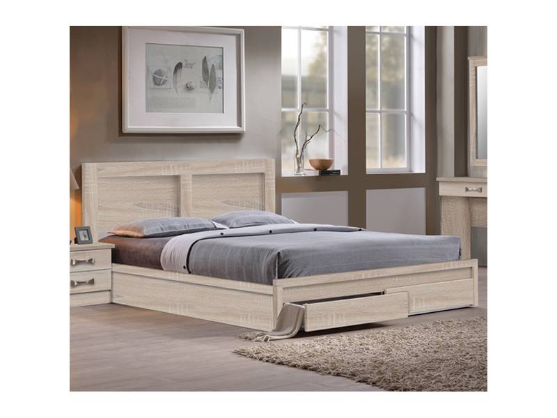 LIFE Κρεβάτι Διπλό Zebrano με 2 Συρτάρια για Στρώμα 160x200