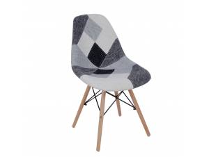 ART Wood Καρέκλα Ξύλο - PP Ύφασμα Patchwork Black & White