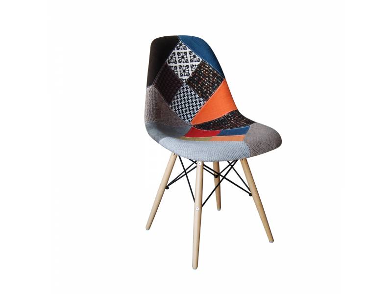ART Wood Kαρέκλα Ξύλο - PP Ύφασμα Patchwork