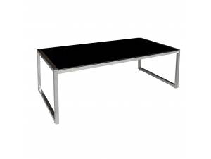 ACTION Tραπεζάκι Σαλονιού - Καθιστικού 120x60cm Inox - Μαυρό Γυαλί 8mm