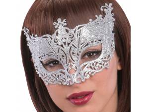 Μάσκα Ματιών Ασημί με Glitter