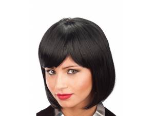 Μαύρη Περούκα Καρέ Με Φράντζα