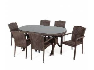 Rattan Τραπεζαρία με Αλουμίνιο Σκελετό Set 7τμχ έπιπλα κήπου bigstore.gr