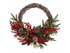 Πράσινο στεφάνι με κόκκινα...