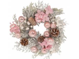 Χιονισμένο στεφάνι με ροζ...