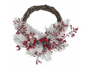 Χιονισμένο στεφάνι ιτιά με...