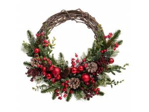 Πράσινο στεφάνι με κόκκινα...