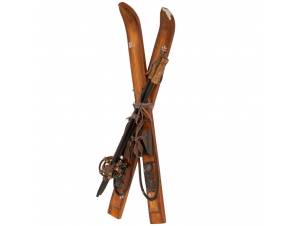 Καφέ ξύλινα πέδιλα σκι με...