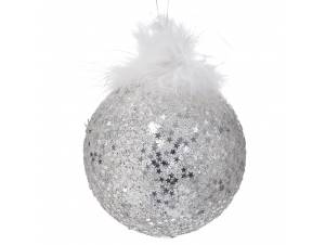 Ασημί γυάλινη μπάλα 10 εκ....