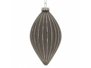 Σετ 4 ασημί ριγέ γυάλινη...