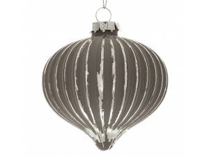 Σετ 6 ασημί ριγέ γυάλινη...