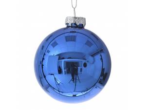 Μπλε γυάλινη μπάλα 8 εκ. σετ 6