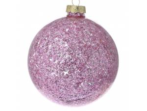 Ροζ γυάλινη μπάλα 10 εκ. σετ 4