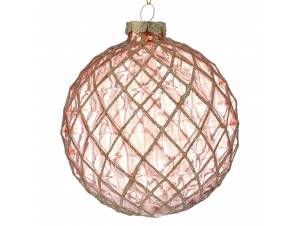 Ροζ γυάλινη μπάλα 10 εκ. σετ 4