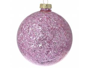 Ροζ γυάλινη μπάλα 8 εκ. σετ 6