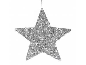 Ασημί κρεμαστό αστέρι 25 εκ.