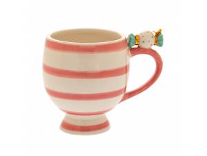 Ροζ λευκή ριγέ κεραμική...