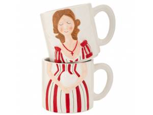 Σετ 2 λευκή κεραμική κούπα...