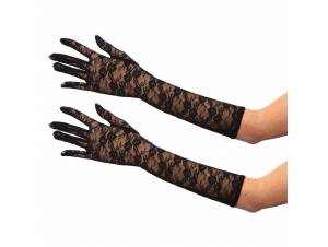 Γάντια Μαύρα Με Δαντέλα 40cm