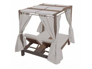 Ξύλινη Διπλή ξαπλώστρα με κιόσκι έπιπλα κήπου bigstore.gr