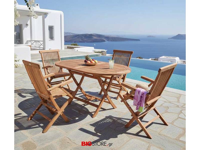 Set 5 τμχ. Τραπεζαρία Κήπου Ξύλινη Teak έπιπλα κήπου bigstore.gr