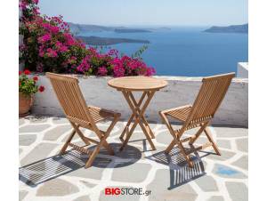 Set 3 τμχ. Τραπεζάκι με καρέκλες Teak έπιπλα κήπου bigstore.gr