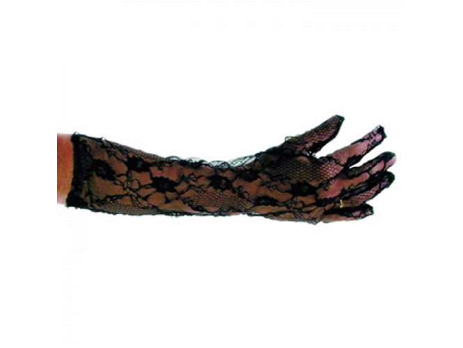 Αποκριάτικα μαύρα δαντελένια γάντια 47 εκ