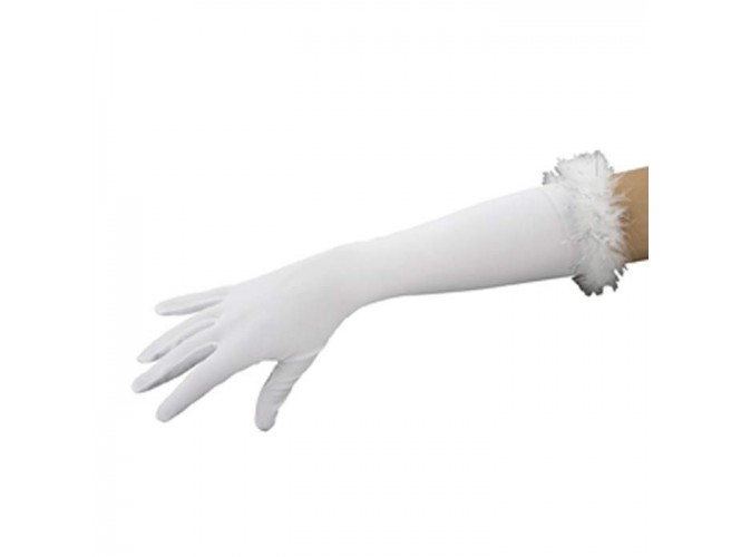 Αποκριάτικα γάντια Μαραμπού με Τίνσελ 45 εκ