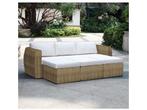 Τριθέσιος Καναπές Rattan με σκαμπό Τριθέσιος Καναπές Rattan με σκαμπό