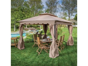 Κιόσκι GAZEBO Κήπου με διπλή οροφή 3 x 3 m Μπεζ Κιόσκι GAZEBO Κήπου με διπλή οροφή 3 x 3 m Μπεζ