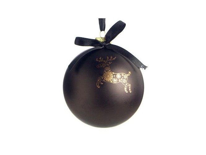 Χριστουγεννιάτικη Μπάλα μαύρη Γυάλινη 10 εκ