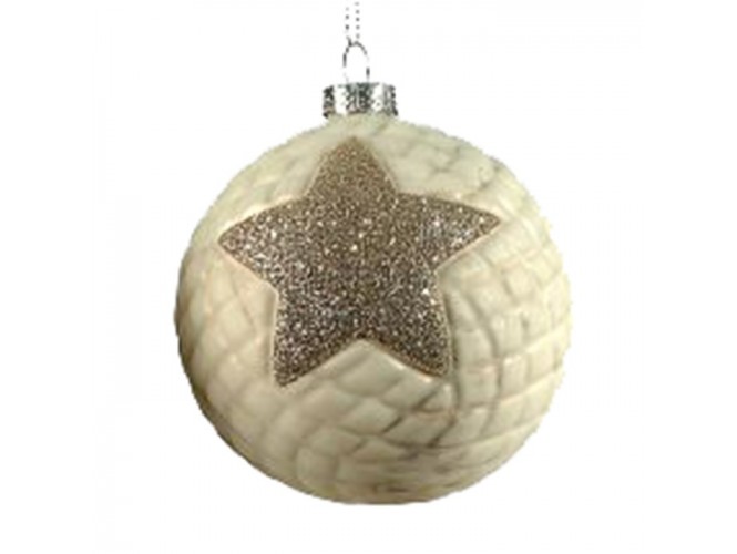 Χριστουγεννιάτικη Μπάλα με αστέρι Γυάλινη 8 εκ