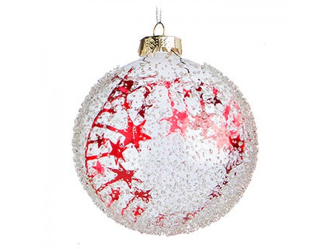 Διάφανη γυάλινη Χριστουγεννιάτικη μπάλα με επικάλυψη