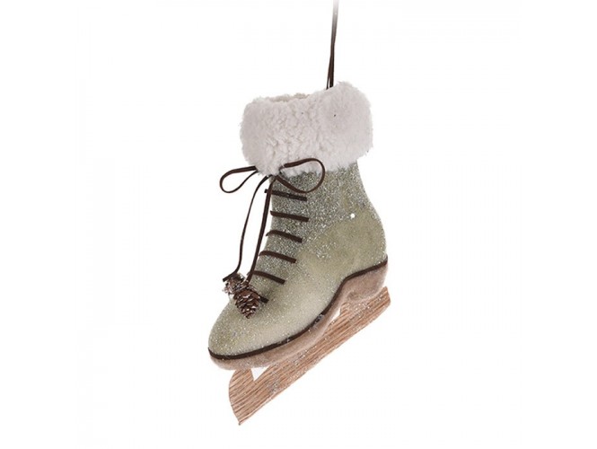 Χριστουγεννιάτικο Στολίδι Παγοπέδιλο με Γούνα 16 x 18 εκ.