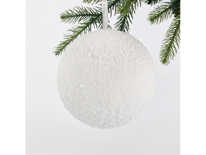 Άσπρη Χριστουγεννιάτικη Χιονισμένη Μπάλα 15 εκ.