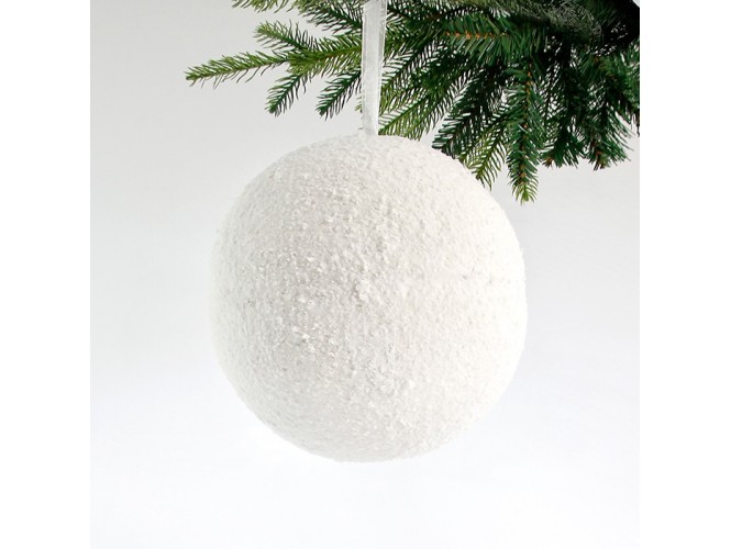 Χιονισμένη Χριστουγεννιάτικη Μπάλα Άσπρη 25 εκ.