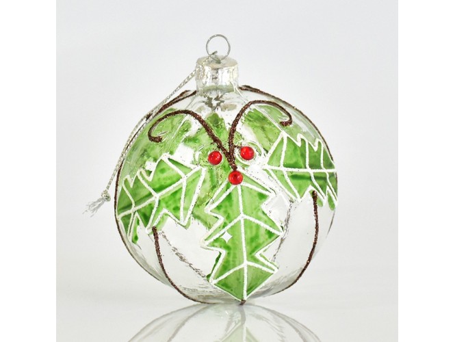 Διάφανη με Πράσινο Χριστουγεννιάτικη μπάλα δέντρου 8 εκ.