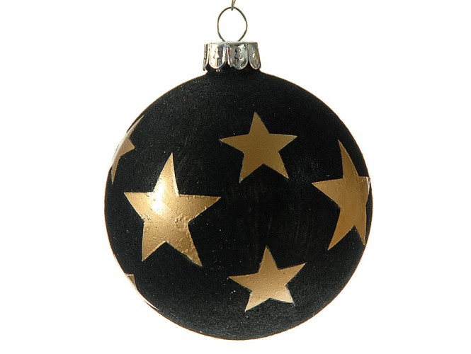 Μαύρη γυάλινη Χριστουγεννιάτικη μπάλα διακόσμησης 8 εκ.