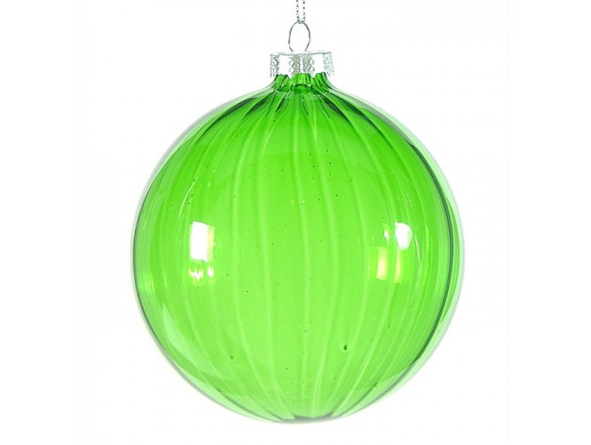 Πράσινη διάφανη Χριστουγεννιάτικη μπάλα 10 εκ.