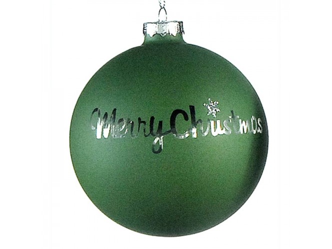 Πράσινη γυάλινη διακοσμητική μπάλα Χριστουγέννων 10 εκ.