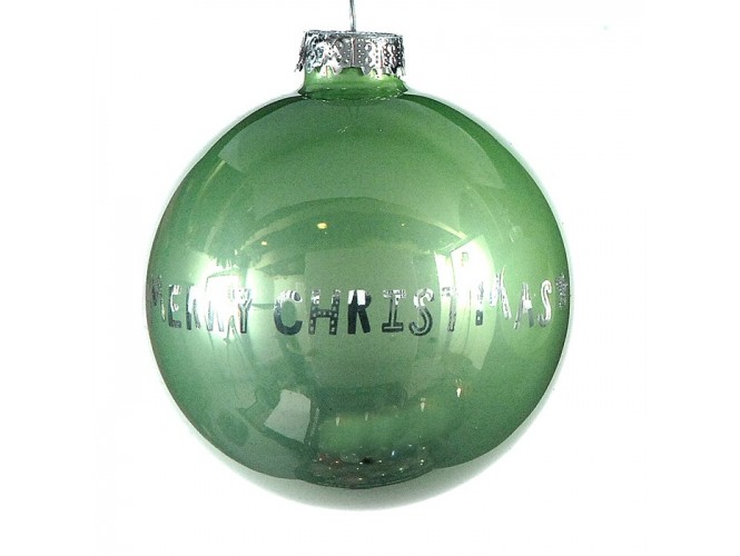 Πράσινη γυαλιστερή διακοσμητική μπάλα Χριστουγέννων 8 εκ.