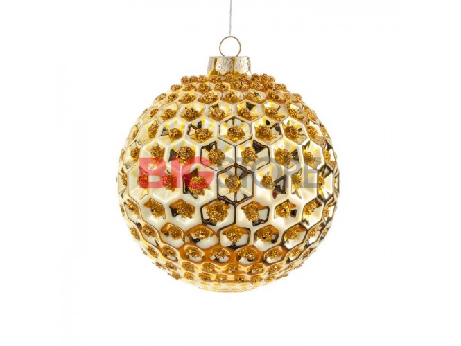 Χριστουγεννιάτικη χρυσή μπάλα διακόσμησης 8 εκ.