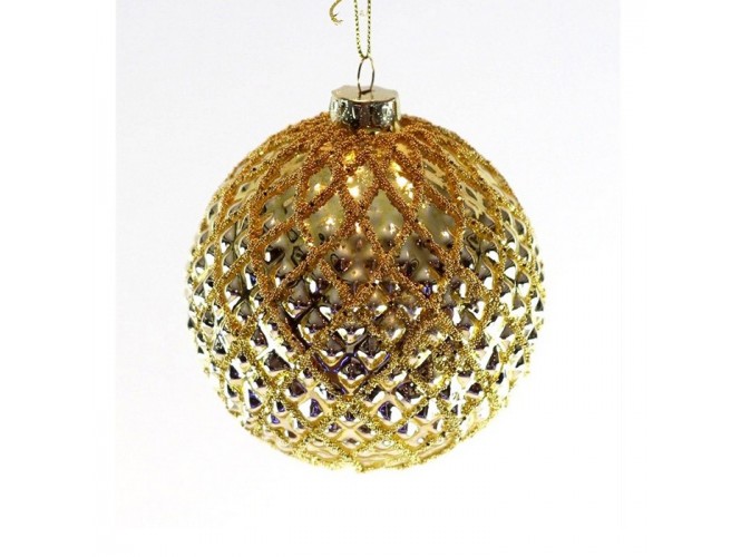 Χριστουγεννιάτικη χρυσή μπάλα διακόσμησης 10 εκ.