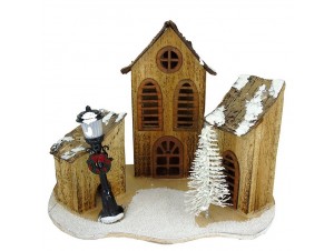 Φωτιζόμενα Χριστουγεννιάτικα σπιτάκια διακοσμητικό με LED 20 εκ.