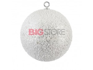 Χριστουγεννιάτικη μπάλα decor λευκή με χίονι 15 εκ.