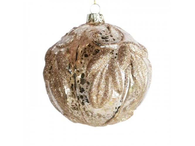 Χριστουγεννιάτικη διάφανη μπάλα διακόσμησης 10 εκ.