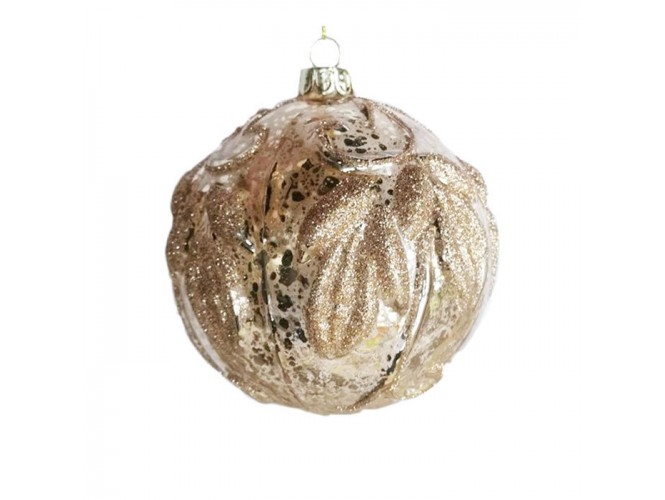 Χριστουγεννιάτικη διάφανη μπάλα διακόσμησης 8 εκ.