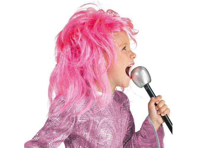 Αποκριάτικη περούκα παιδική diva glitter ροζ