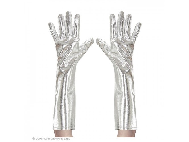 Αποκριάτικα ασημί μεταλλικά γάντια
